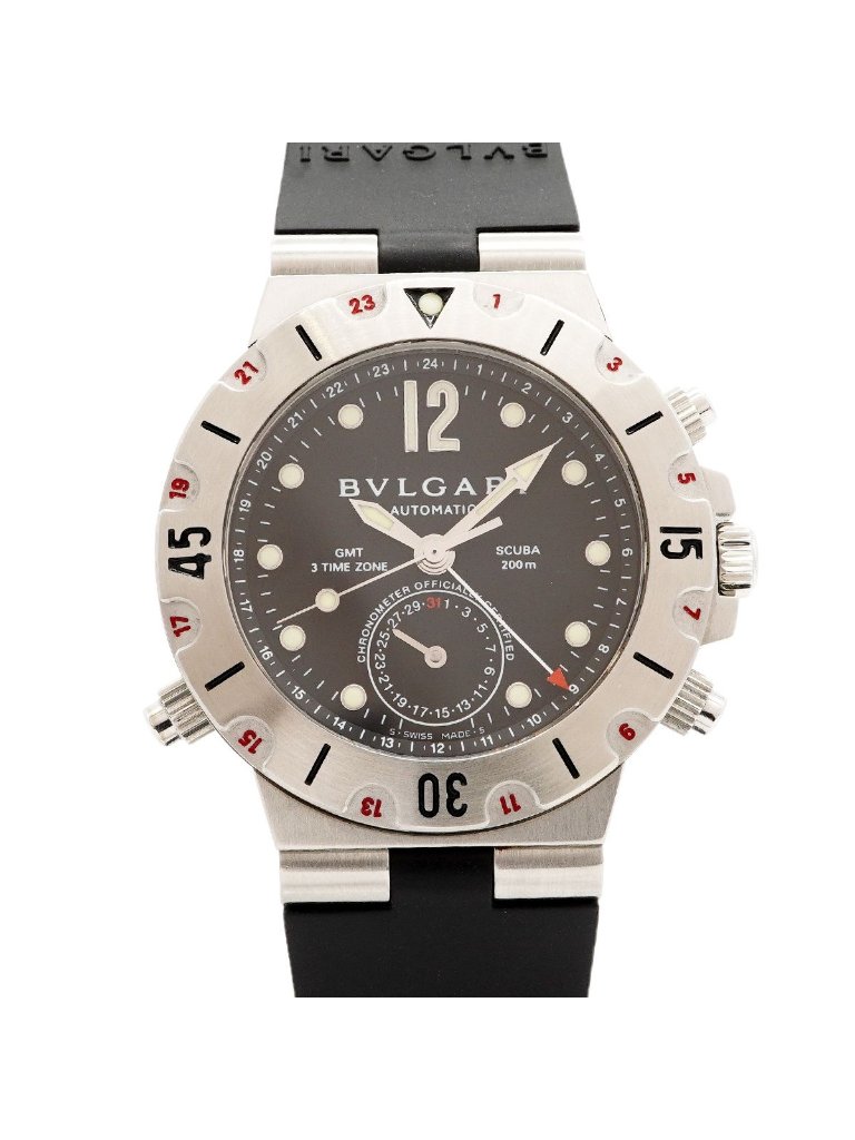 Bvlgari Bulgari Diagono Scuba Gmt Black Dial Watch